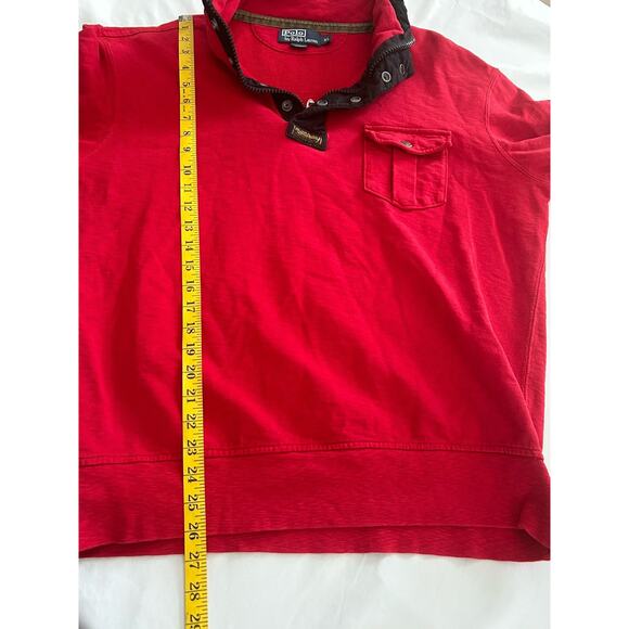 Vintage Polo Ralph Lauren 1/4 Zip Button Pullover Mens Size XL Red Classic - Picture 6 of 7